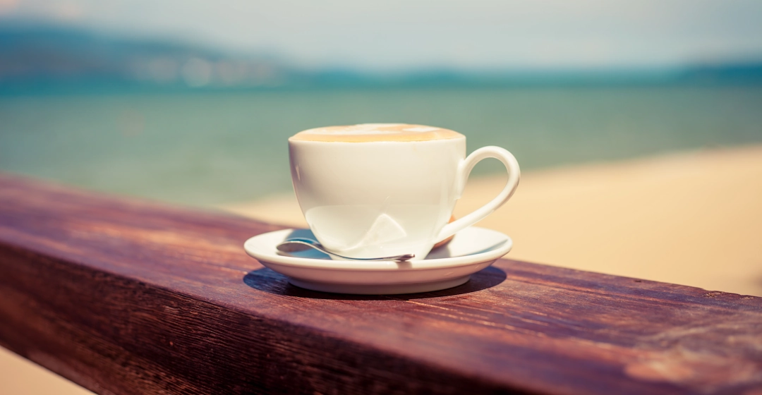 Cup of coffee with ocean views